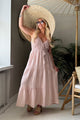 Casablanca linen dress, light pink rose
