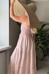 Casablanca linen dress, light pink rose