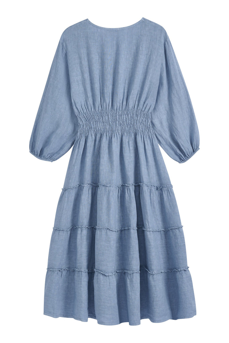 Celina linen dress, denim blue