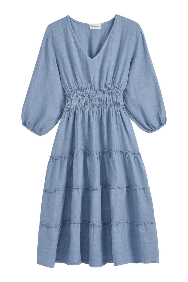 Celina linen dress, denim blue