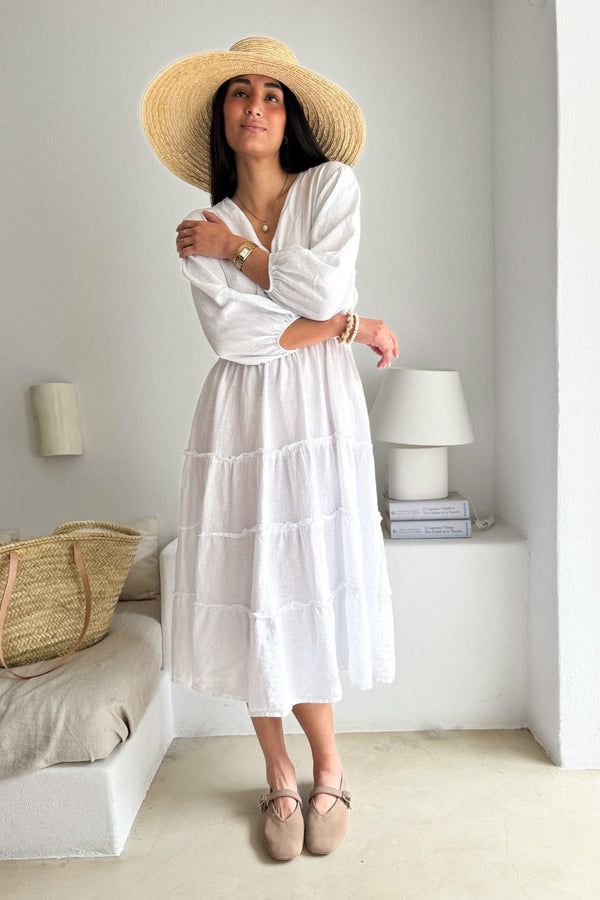 Celina linen dress, white