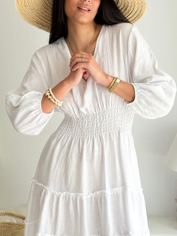 Celina linen dress, white