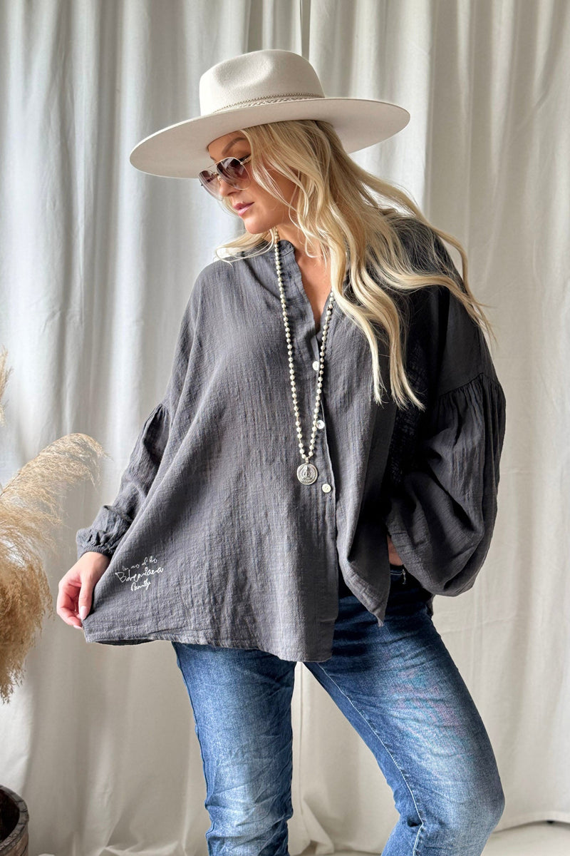 Chalky cotton shirt, smoke
