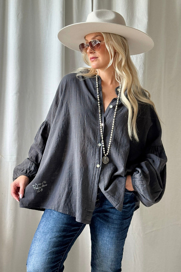 Chalky cotton shirt, smoke