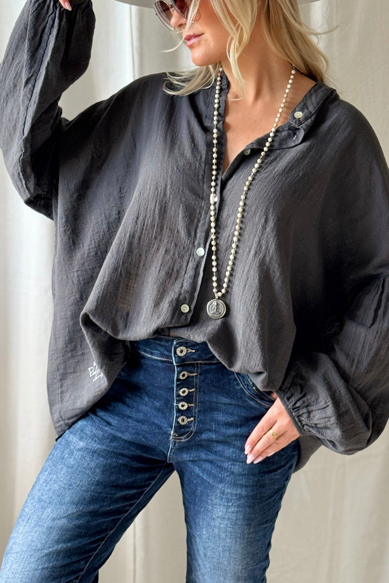 Chalky cotton shirt, smoke