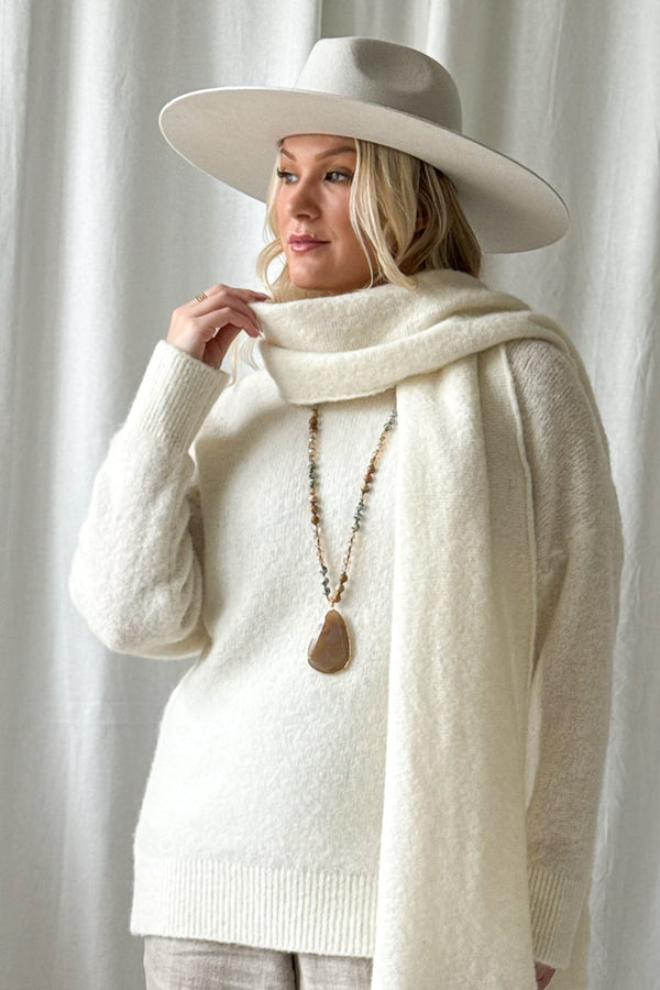 Chamonix alpaca scarf, off white