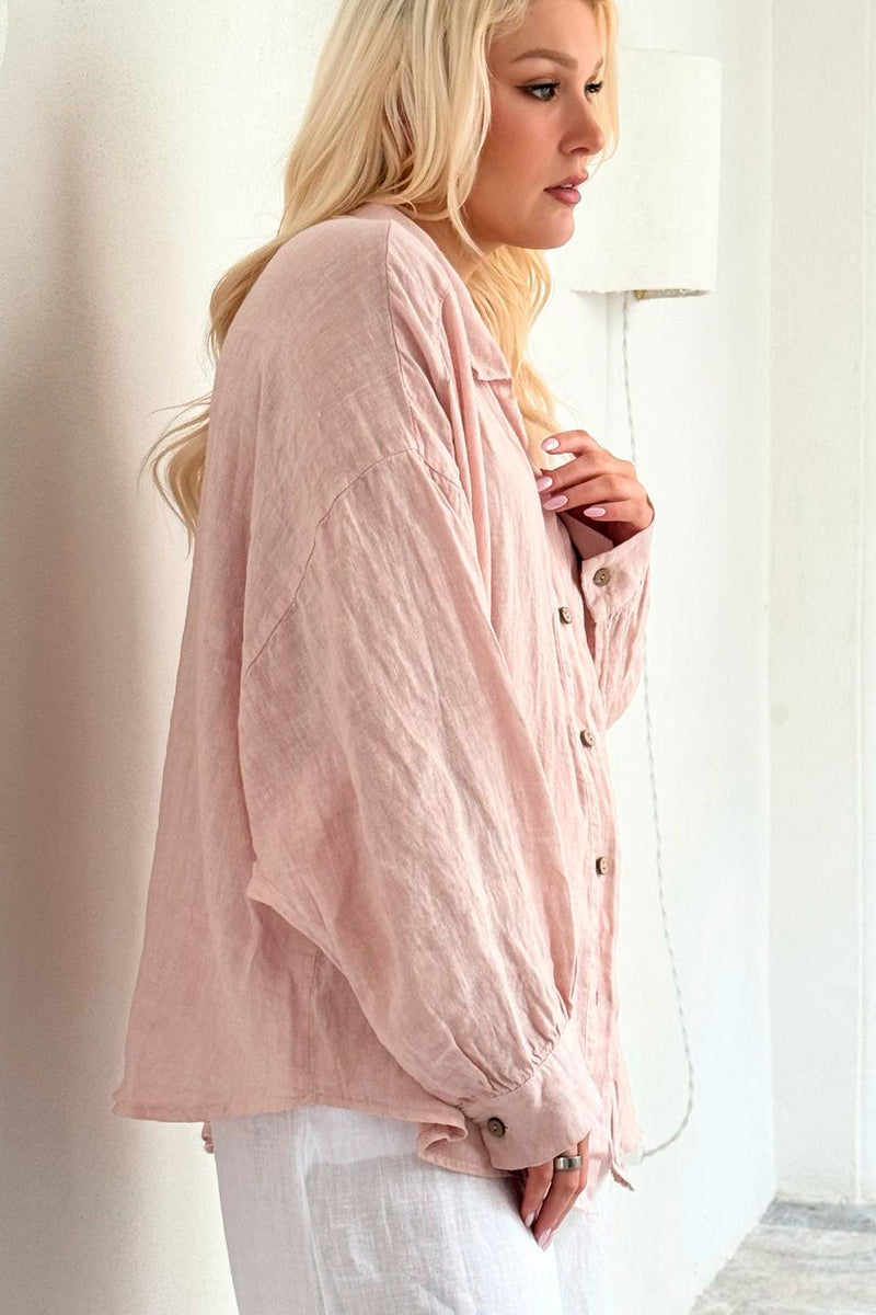Charlee linen shirt, light pink