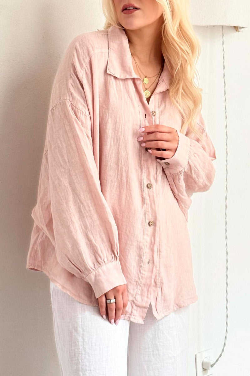 Charlee linen shirt, light pink