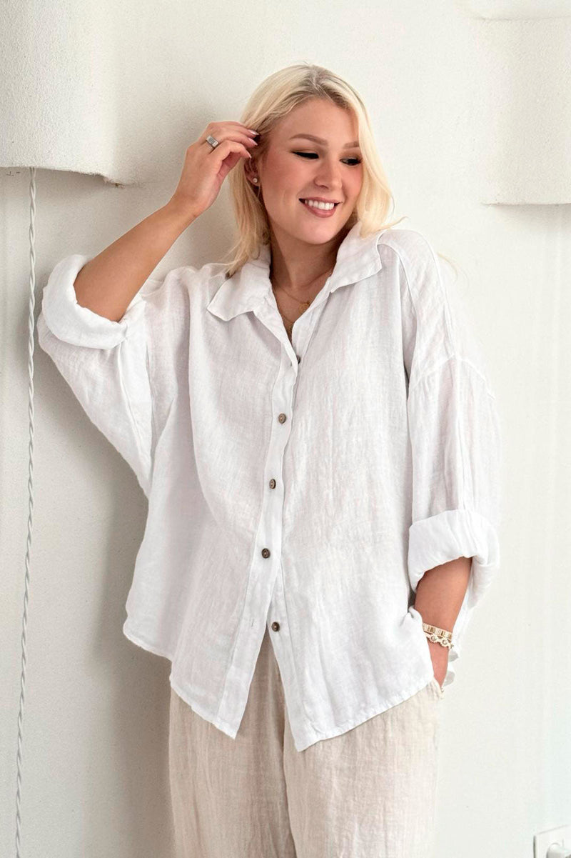 Charlee linen shirt, white