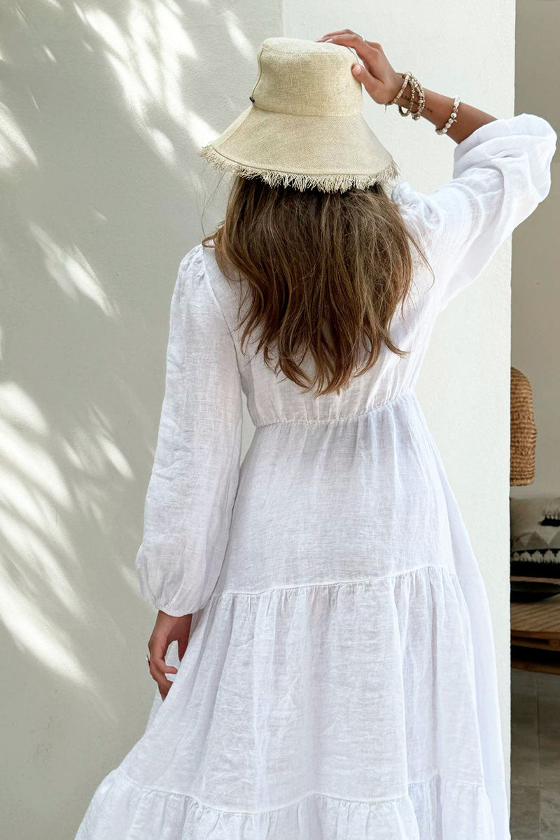 Charly linen dress, white