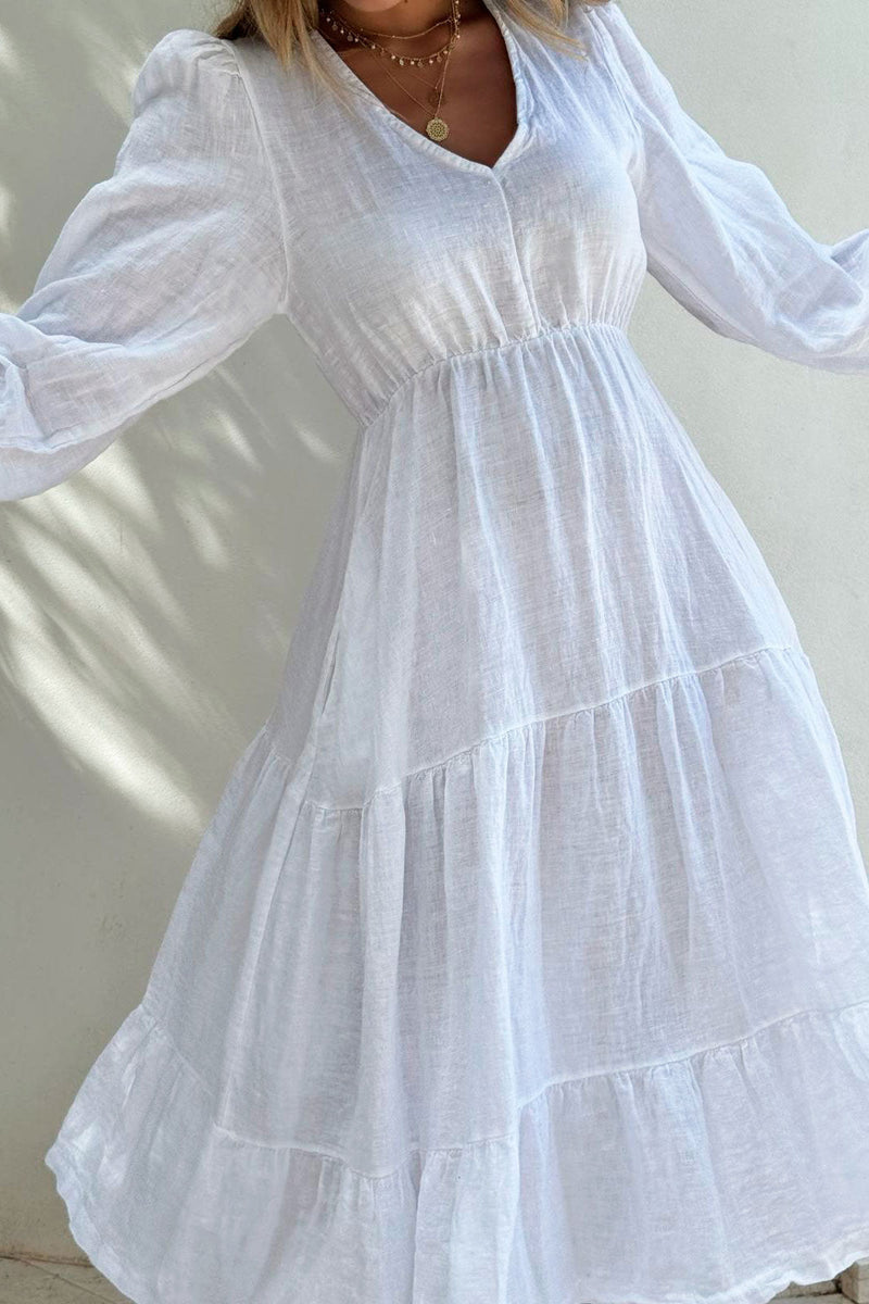 Charly linen dress, white