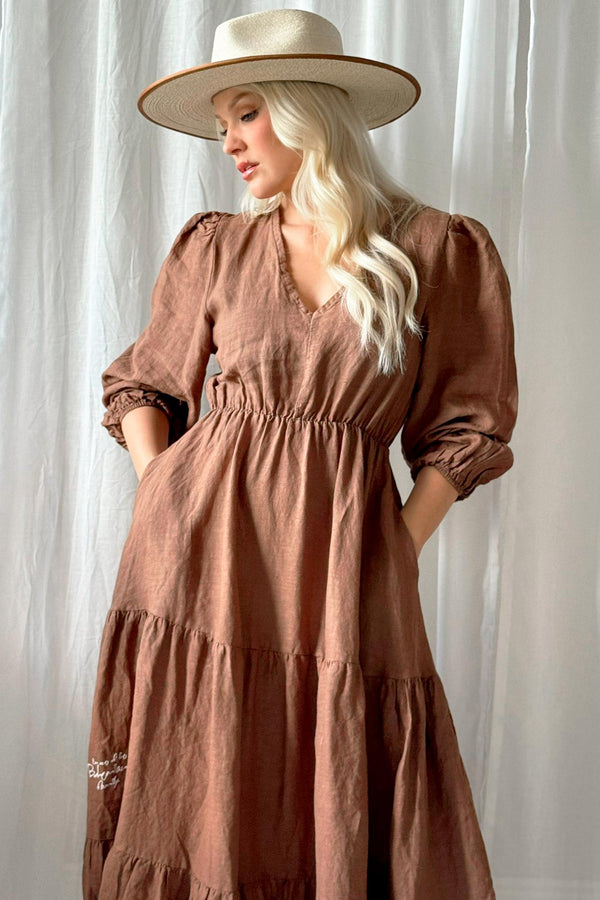 Charly linen dress, walnut