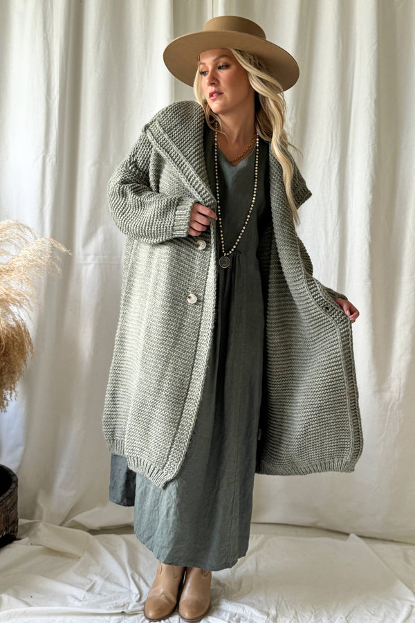 Chunky dream neuletakki, sage green