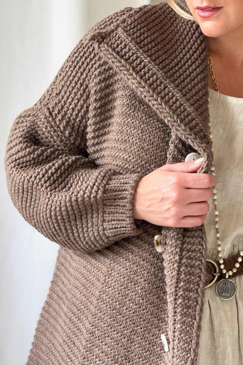 Chunky dream neuletakki, taupe