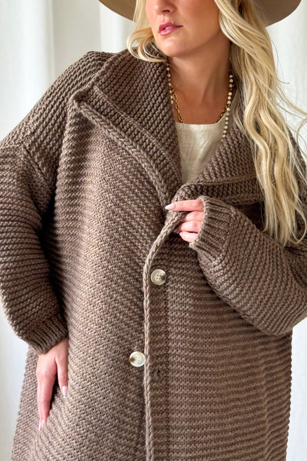 Chunky dream neuletakki, taupe