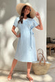 Claire linen dress, oxford blue