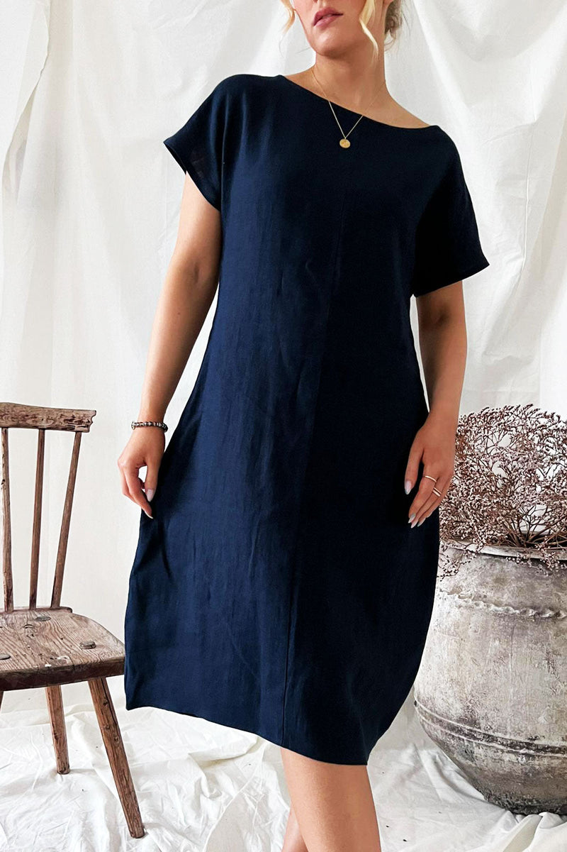 Coco linen dress, navy