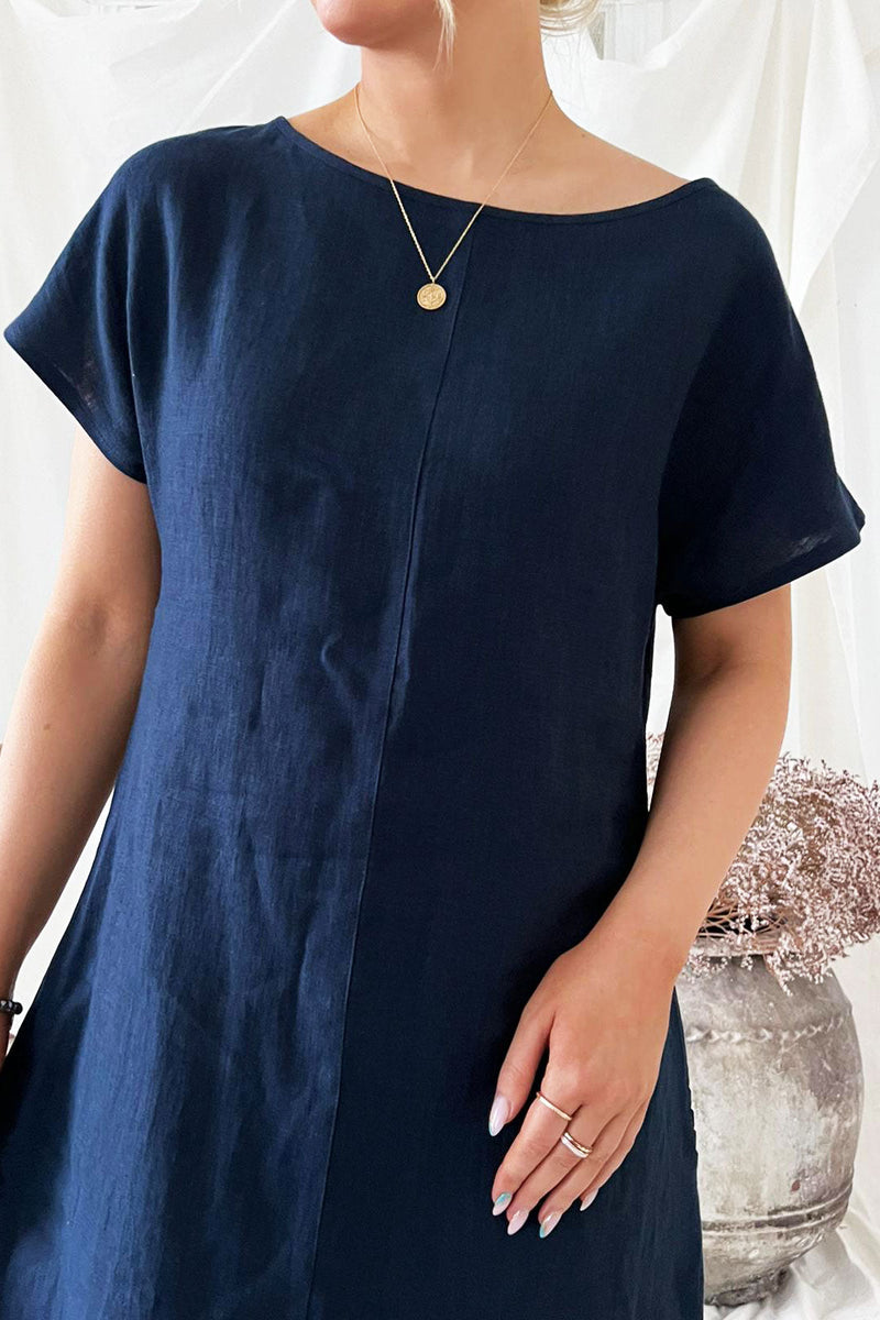 Coco linen dress, navy