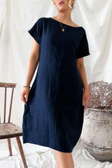 Coco linen dress, navy