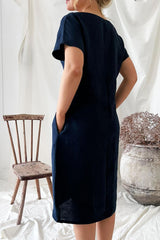 Coco linen dress, navy