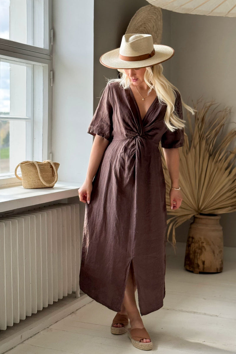 Collins linen dress, coffee