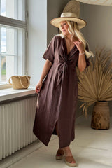 Collins linen dress, coffee