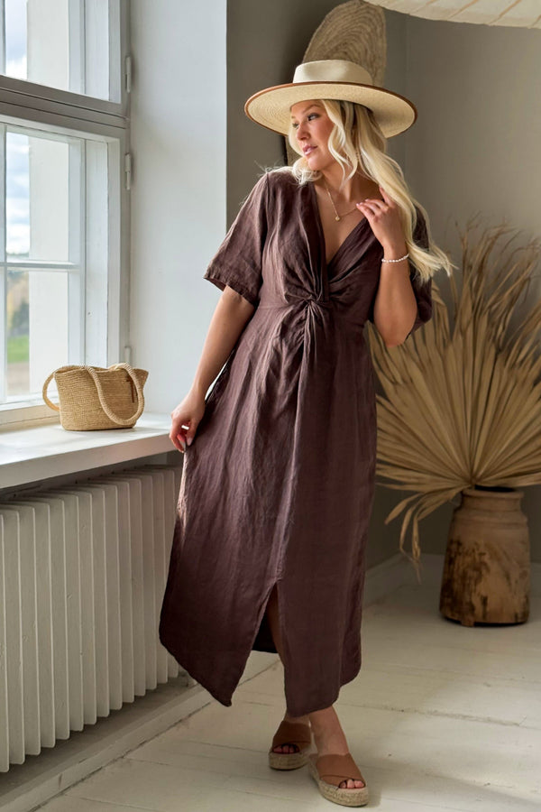 Collins linen dress, coffee