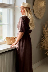 Collins linen dress, coffee