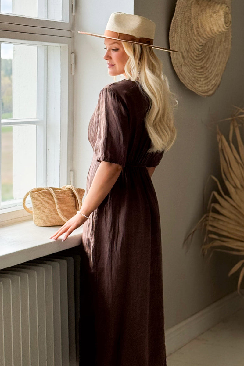Collins linen dress, coffee