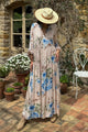 Corene viscose dress, floral print sand-blue