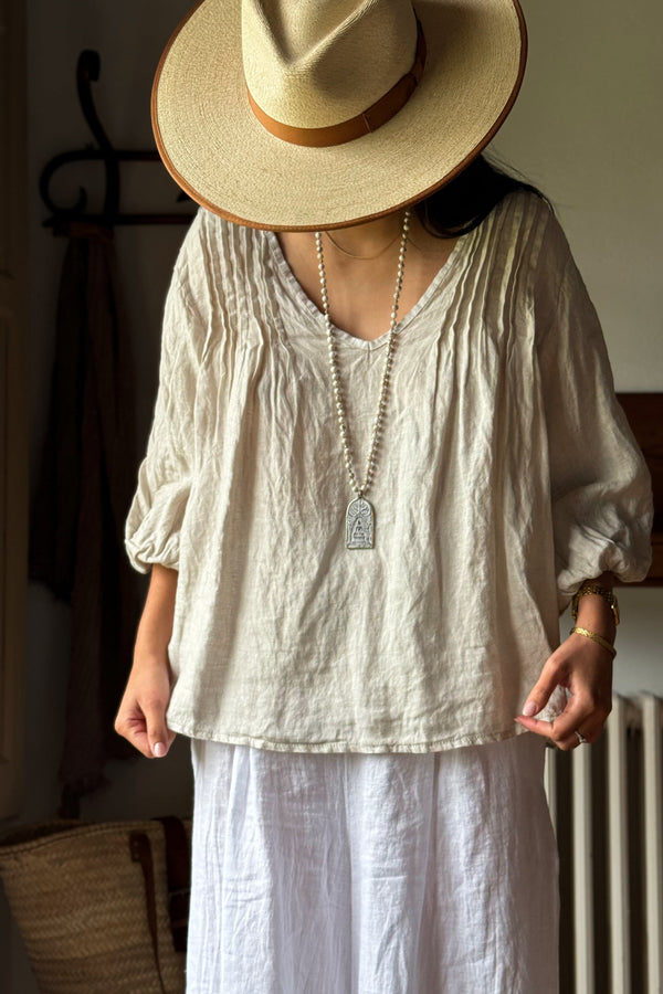 Corfu linen blouse, sand