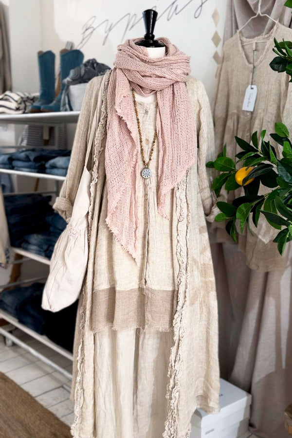 Crochet mesh scarf, light pink
