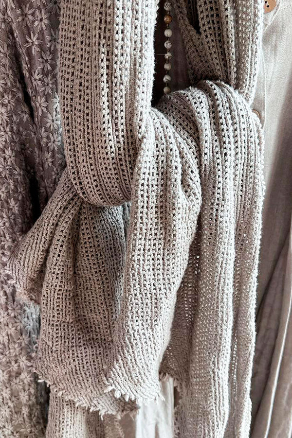 Crochet mesh scarf, sand