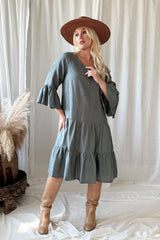 Daffodil linen dress, Smokey blue