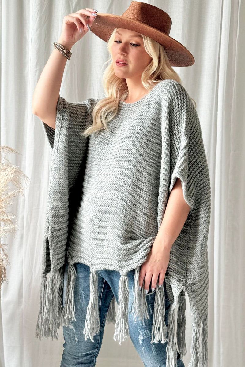 Dalila poncho, pearl grey