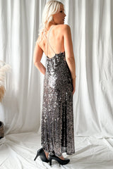 Dancing Queen sequin dress, silver-black