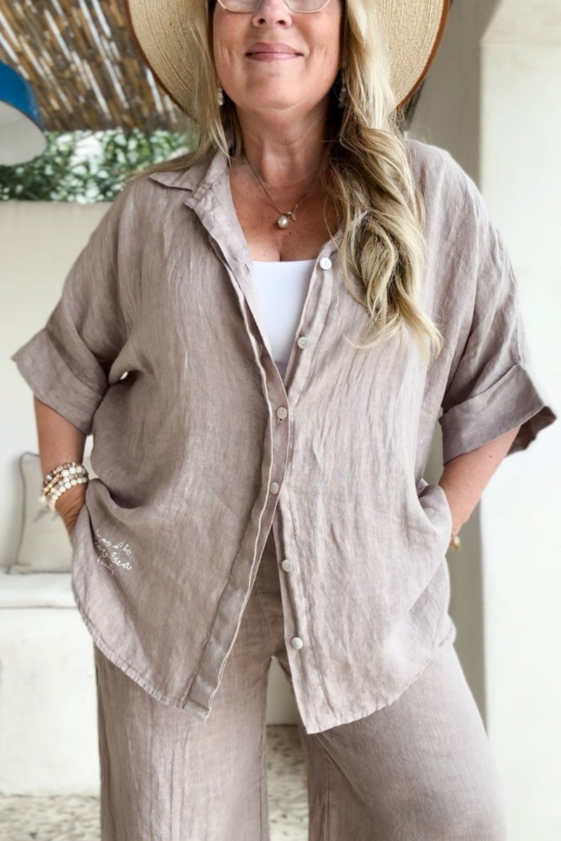 Daybreak linen shirt, silverpink