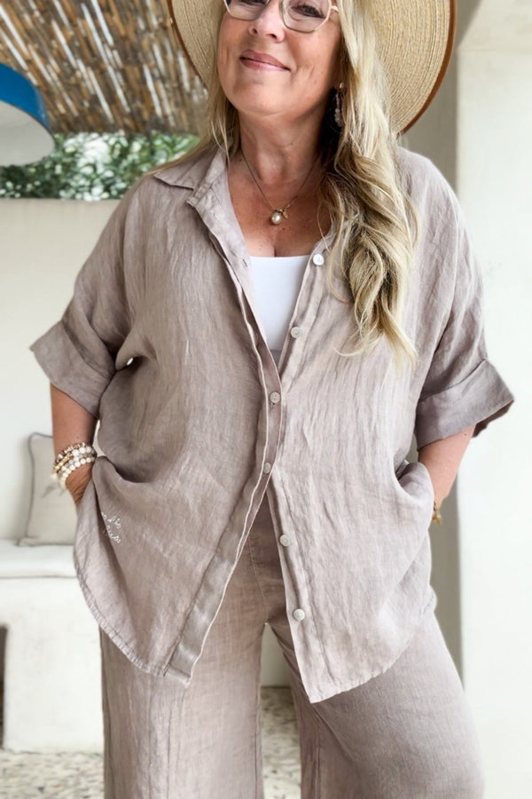 Daybreak linen shirt, silverpink