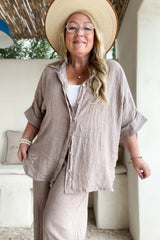 Daybreak linen shirt, silverpink