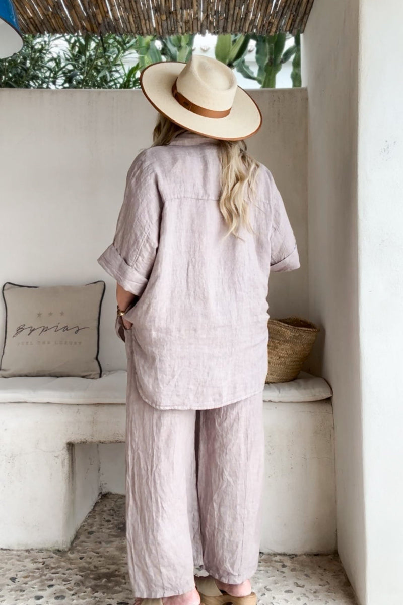 Daybreak linen shirt, silverpink