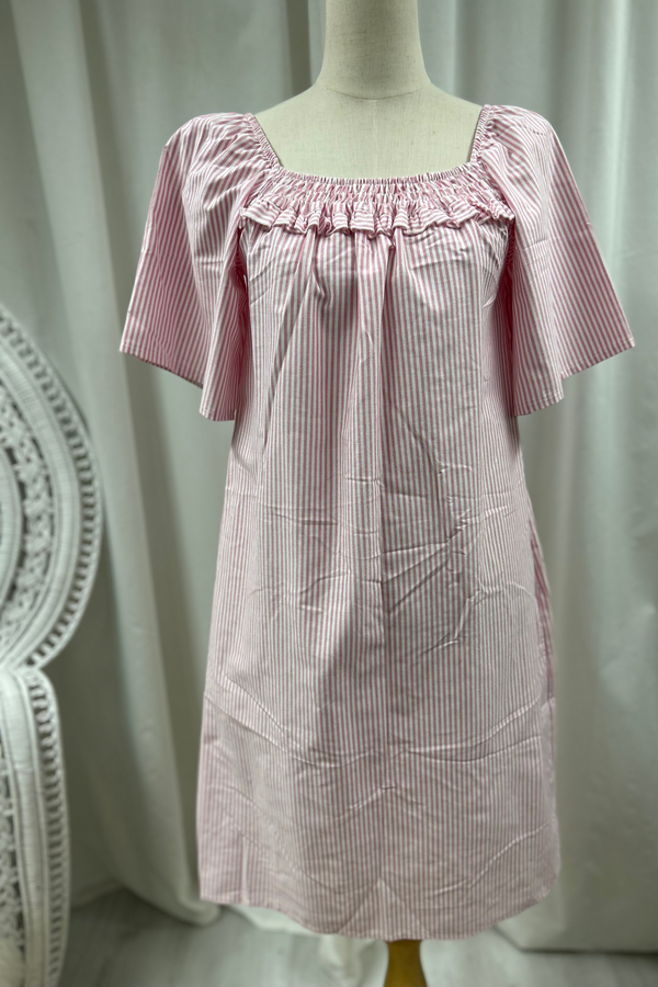 Delicia cotton dress, pink stripe