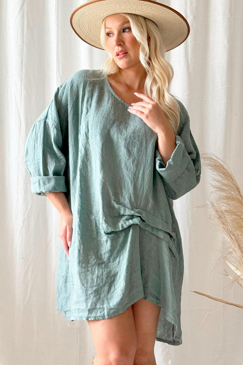 Delisa linen tunic, ocean