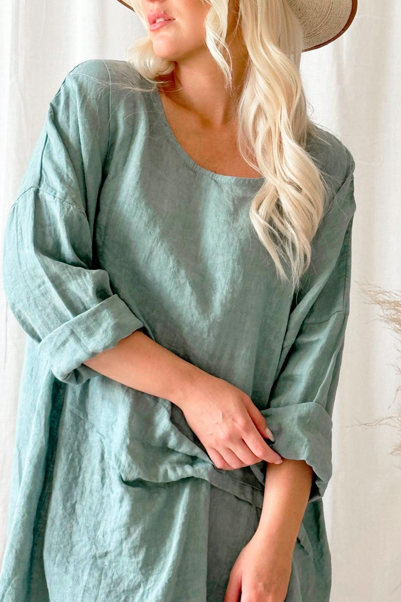 Delisa linen tunic, ocean