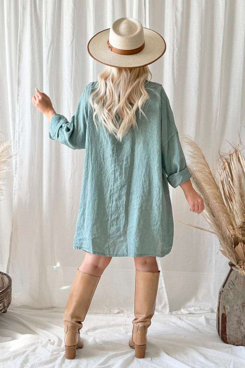 Delisa linen tunic, ocean