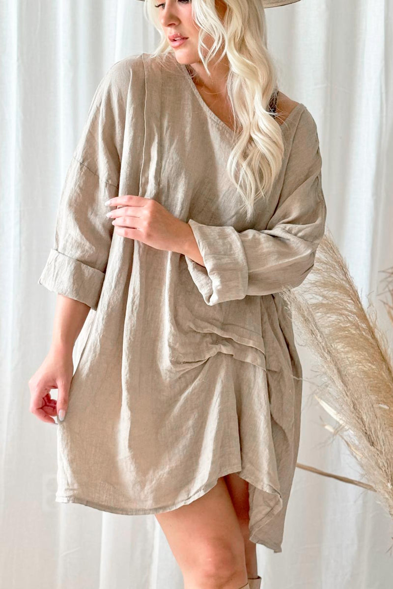 Delisa linen tunic, cashmere