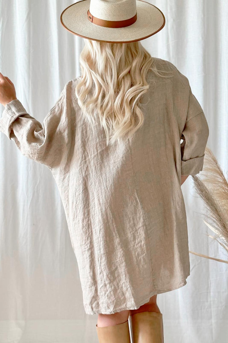 Delisa linen tunic, cashmere