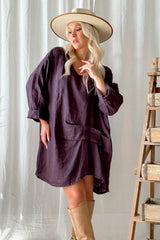 Delisa linen tunic, grape