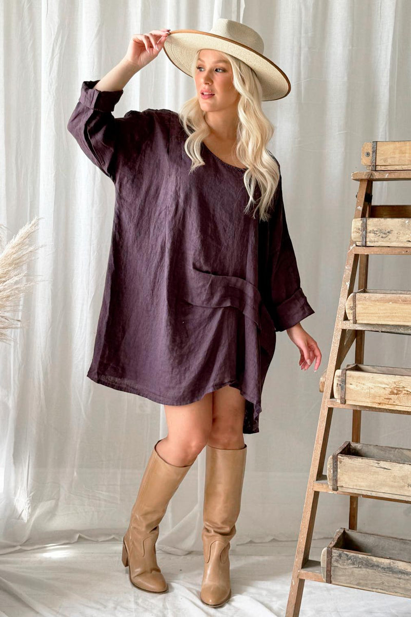 Delisa linen tunic, grape