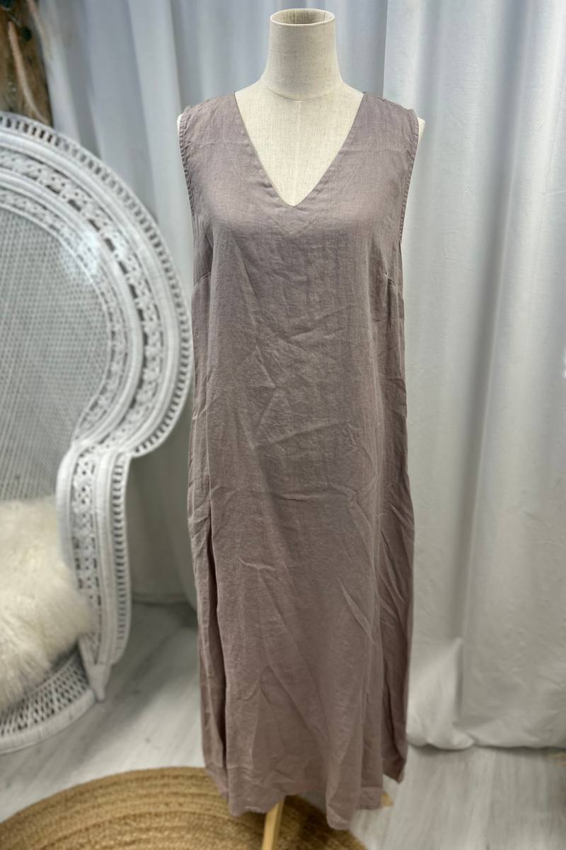 Denise linen dress, silverpink