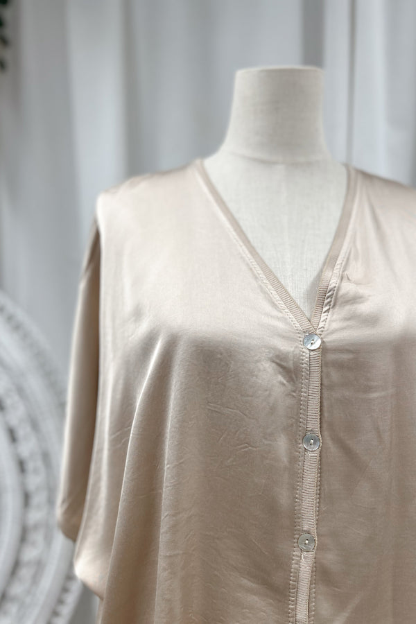 Donna satin blouse, sand